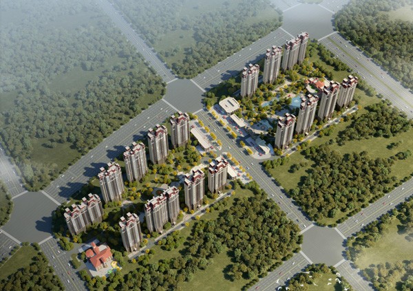 保利西山林语 别墅洋房鸟瞰效果图